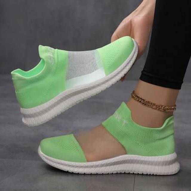 SHEIN Women&#39;s Large Size 35-44 Hollow Knit Mesh Breathable Athletic Sport Shoes, Flat Casual Sneakers, Spring/Autumn