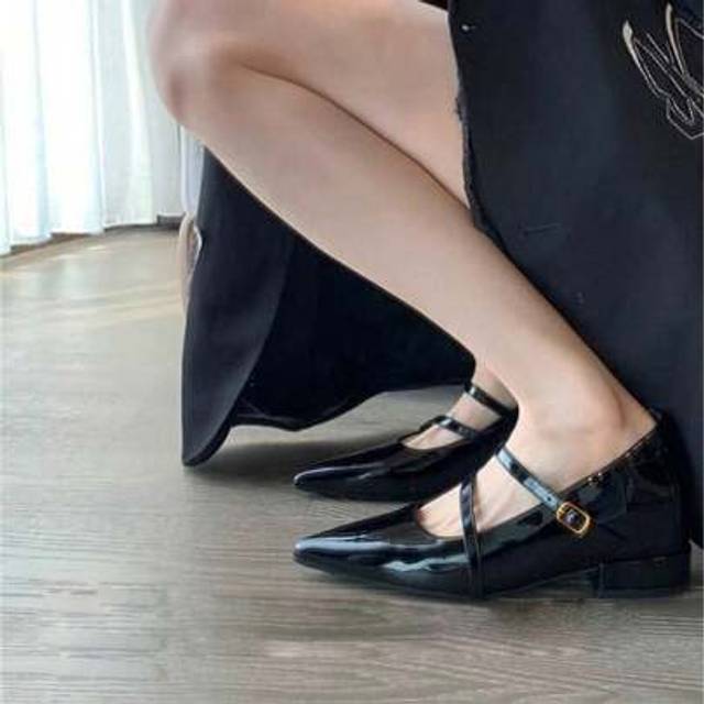 SHEIN Women&#39;s New Chunky Heel Pointed Toe Pumps, French Style Low Vamp Platform Mary Jane Shoes, Spring Autumn