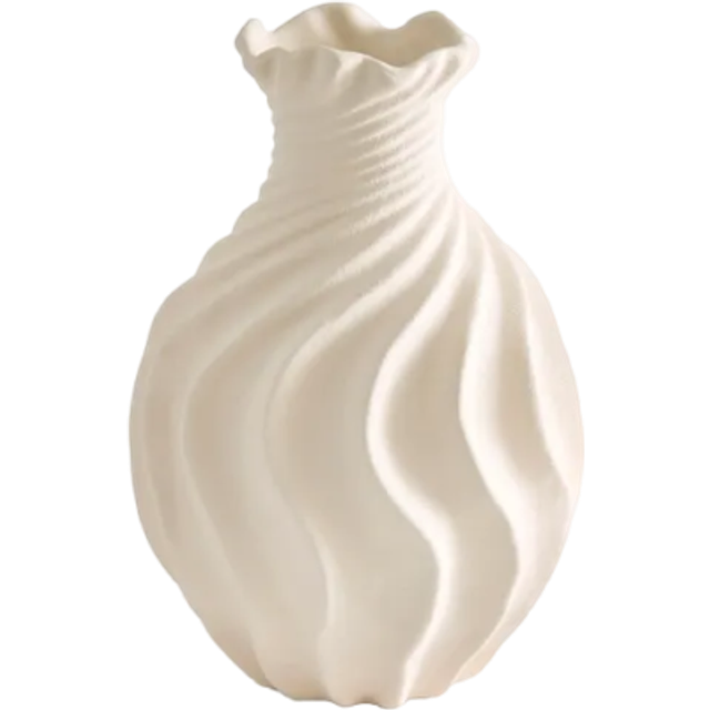 Organic Twist Ceramic Vase - Cream