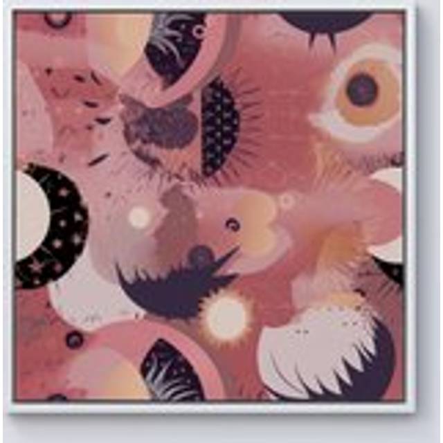 Abstract Red Pink Pattern Framed Canvas - Off White - w40_inch_x_h40_inch