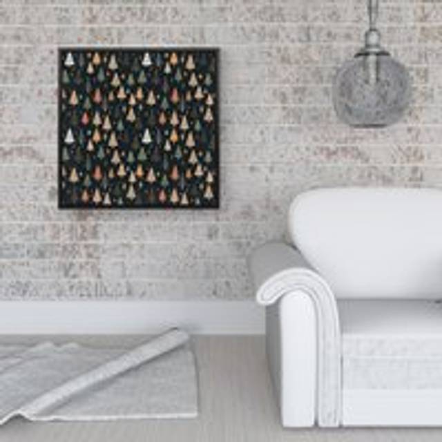 Boho Inspired Christmas Trees Framed Canvas - Black - W16 inch x H16 inch