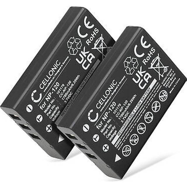 2x medion np-120 battery 1700mah