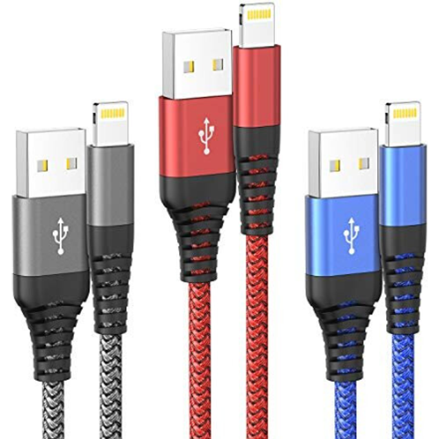 iPhone Charger Cable, Lightning Cable 3Pack 6FT/1.8M iPhone Charger Braided Long iPhone Charger Lead USB Fast Charging Cable Compatible with iPhone