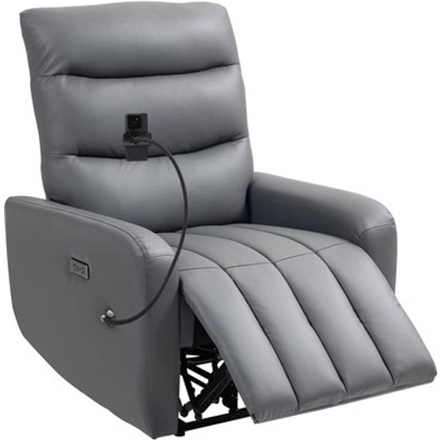 Homcom Electric Recliner Chair With Phone Holder, Usb Charge Port, Grey In Dark Grey - One Size