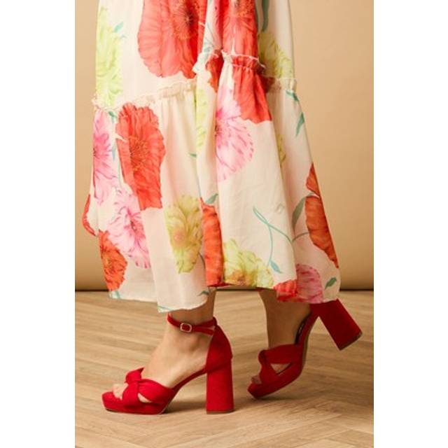 Oasis red heeled sandals womens occasion heels