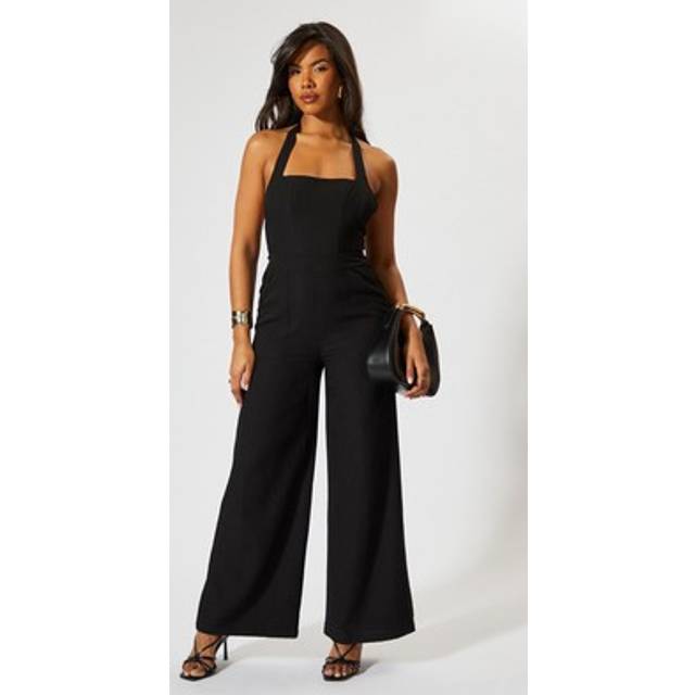 Misspap black straight leg jumpsuit womens casual jumpsuits