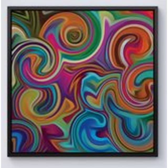 Colourful Wave Pattern Framed Canvas - Black - w40_inch_x_h40_inch