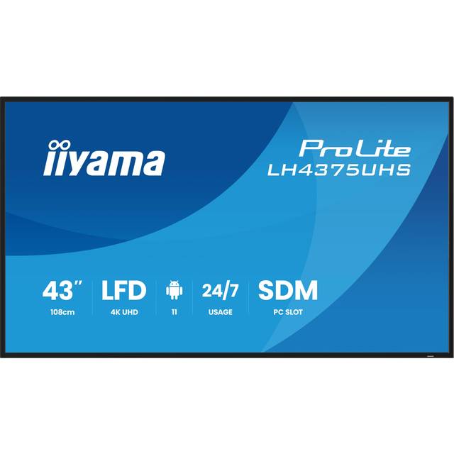 iiyama ProLite LH4375UHS-B2AG 43" 4K digital signage display with 24/7 uptime, Android OS, Signal FailOver function and an Intel® SDM slot