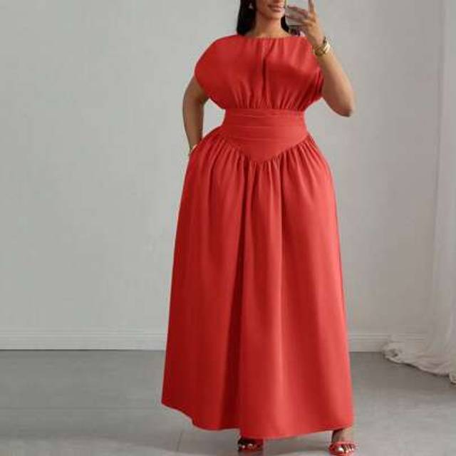 Slaydiva 2025 Spring/Summer Plus Size Women Elegant Multi-Occasion Sleeveless Solid Color Split Panel A-Line Midi Dress - B Women Dresses Birthday Women Birthd