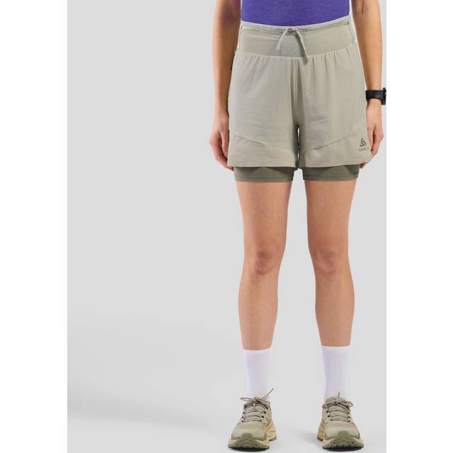 Odlo - Women's X-Alp Trail 5'' 2-In-1 Short - Running shorts size L, sand/grey