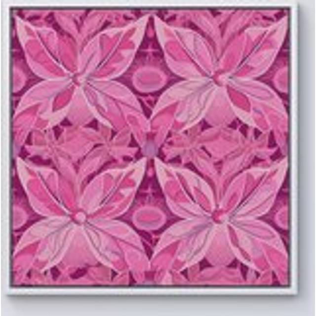 Pink Abstract Floral Design Framed Canvas - Off White - W16 inch x H16 inch