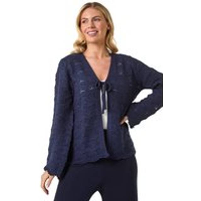 Knitted Tie Cardigan - Navy - 14