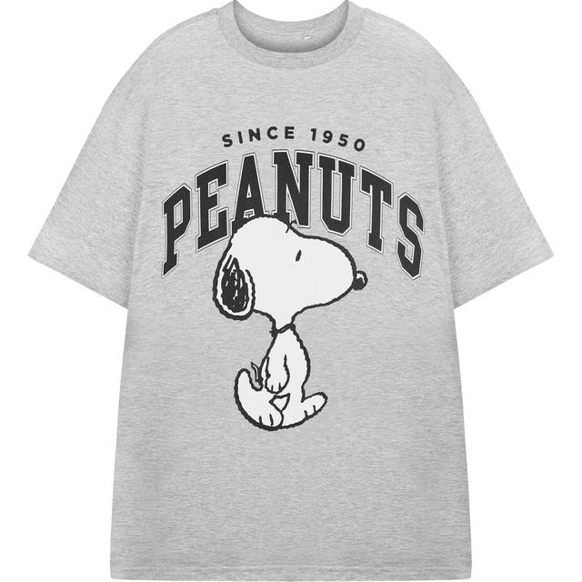(Large) Peanuts Snoopy Short Sleeved T-Shirt (Mens Grey)