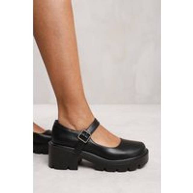 Where's That From Wheres Womens 'Shiloh' Chunky Platform Block Heel Retro Shoes - Black - Size UK 7