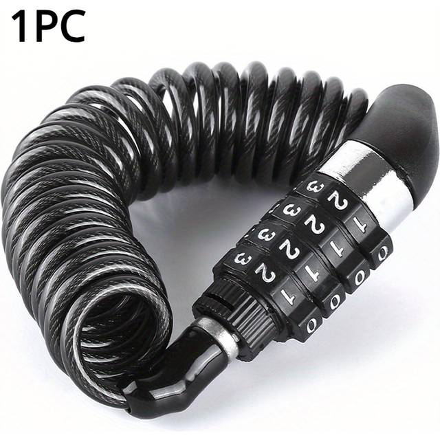 TEMU 1pc Bike Lock Wire Chain Lock For Mountain Bikes And Motorcycles With Burglary Password, Suitable For Luggage And Helmet Security