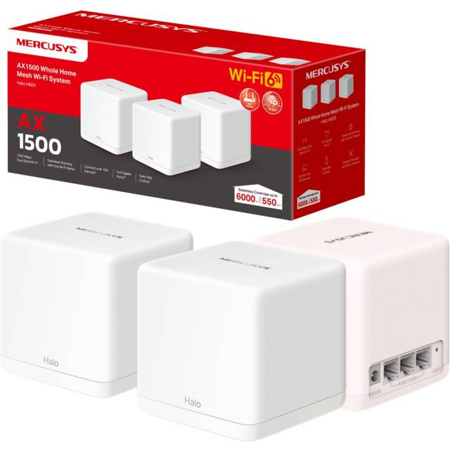 MERCUSYS Halo H60X(3-pack) AX1500Mbps Mesh WiFi 6 System, Gigabit Ports, TP-Link WiFi Mesh System, WiFi Router, WiFi Extender Booster, 6,000ft?(550