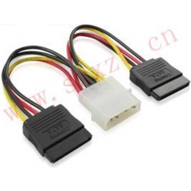 Molex to 2 sata dual power y splitter adaptor cable lead 2 way 4 pin -15 pin
