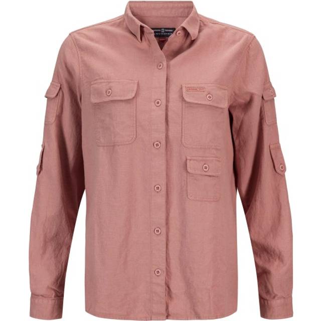 Amundsen Sports Women's Traveller's Linen Shirt Blusar Dam Storlek XS Färg rosa