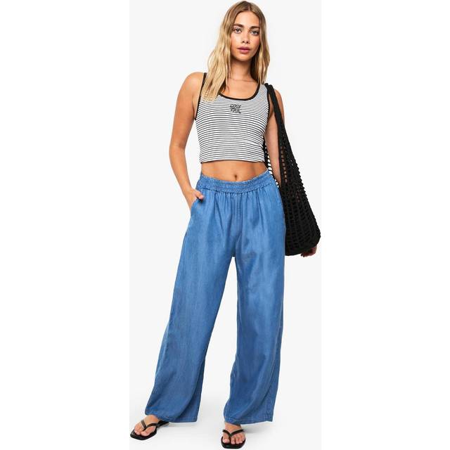 Womens Woven Elasticated Waist Trouser - Blue - M/L