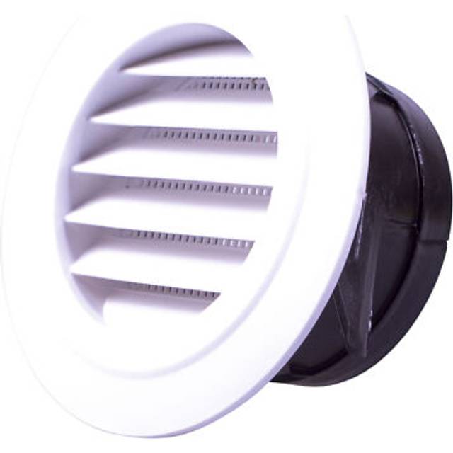 Wall Air Vent with Built in Mesh Screen 100mm Diameter - White