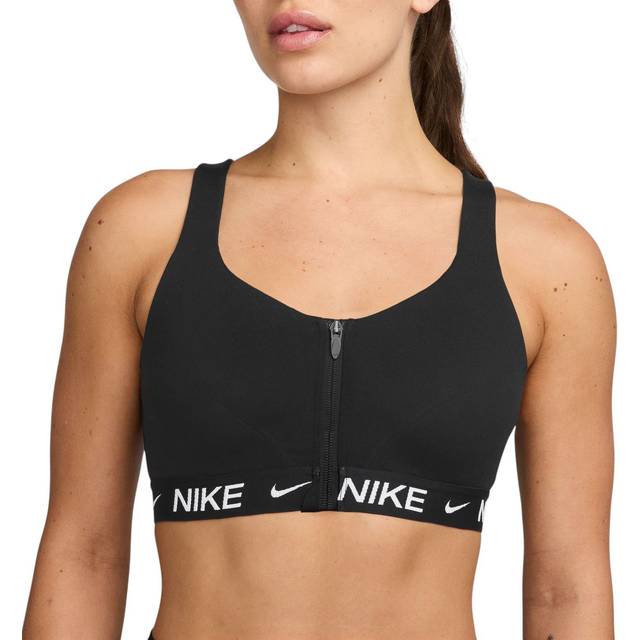 Nike Indy High-Support Women's Padded Front-Zip Sports Bra - Black - Polyester/Elastane - L