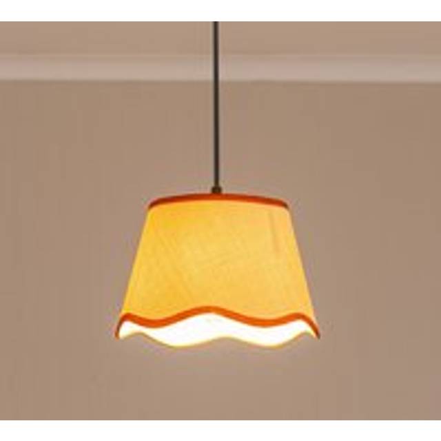 ValueLights Dutton Natural Scallop Rust Trim Small Lamp Shade & Bulb