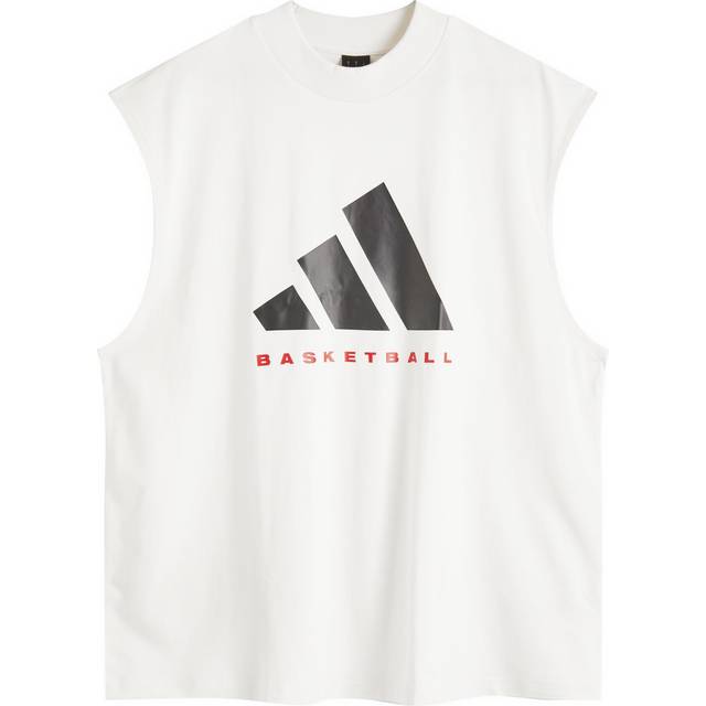 adidas Basketball Sleeveless T-shirt 'White Red' IW5648 - Cloud White - XS