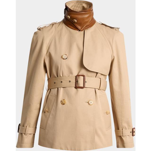CHLOÉ Short trench coat in cotton gabardine Brown Size 8 100% Cotton, Horn Bubalus Bubalis, Farmed, COO India