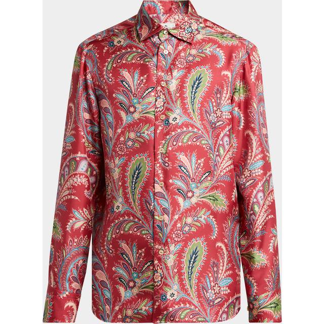 Etro, Chemise En Soie À Imprimé Paisley, Homme, Rouge, Taille 39