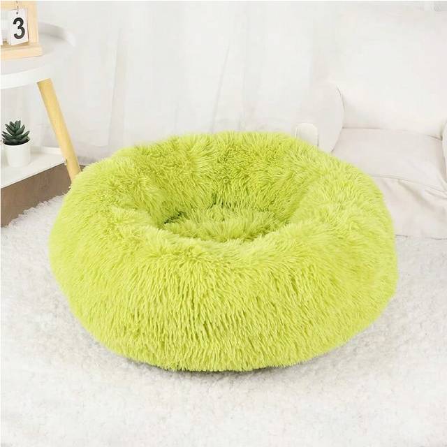 (Green, 50cm) Dog Bed Donut Big Large Round Basket Plush Beds for Dogs Medium Accessories Fluffy Kennel Small Puppy Washable Pets Cat Products