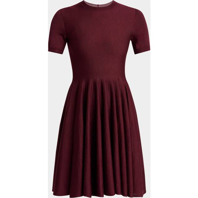 Short-Sleeve Fit-&-Flare Mini Dress - AUBERGINE - 44 FR (12 US)