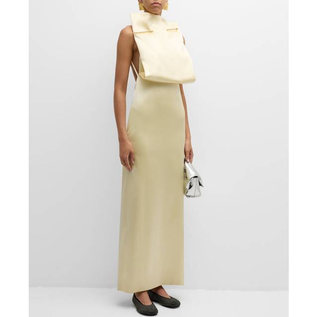 Square Top Satin Gown with Metal Pin - PALE BANAN - 36 FR (4 US)