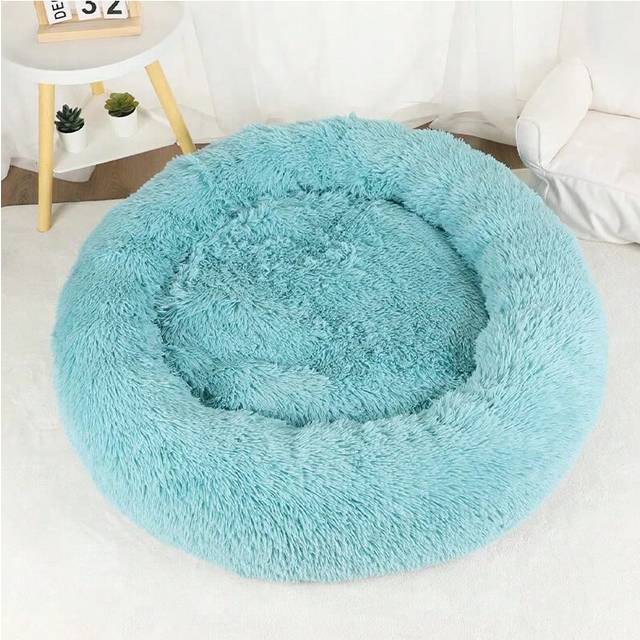 (Dark green, 100cm) Dog Bed Donut Big Large Round Basket Plush Beds for Dogs Medium Accessories Fluffy Kennel Small Puppy Washable Pets Cat Products