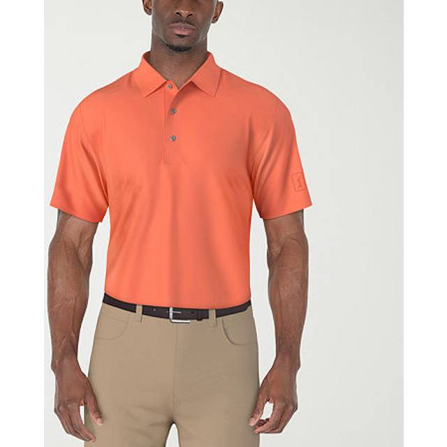 PGA TOUR Men's AirFlux™ Mesh Golf Polo Shirt, Size 2XL, Living Coral Orange, 100% Polyester | Golf Apparel Shop (2XL)
