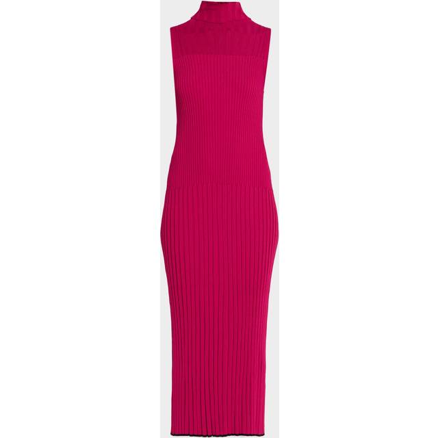 Maia Ribbed Turtleneck Dress - FUCSHIA - Large