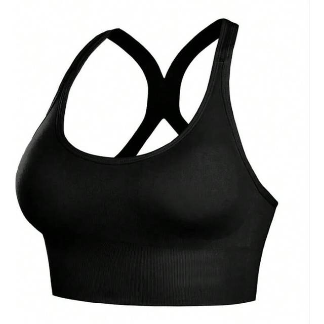 (Black, XL) Shockproof Quick Dry Sports Bra Women Padded Gather Yoga Bra Push Up Gym Running Bra Seamless Workout Fitness Bra Top