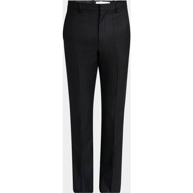 Pantalon de costume droit en laine rayé - noir/gris - 54