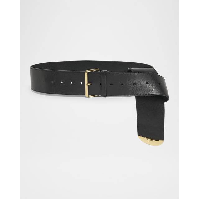 Ceinture large Voyou en cuir brillant - noir - 80