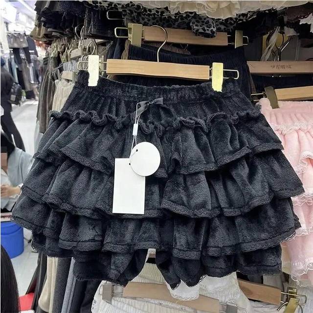 (1673, XL) Japanese Y2k Cute Ruffled Plaid Skirt Punk Rock Subculture Cake Skirts Japanese Preppy Style Casual New 2025 Women Skirts