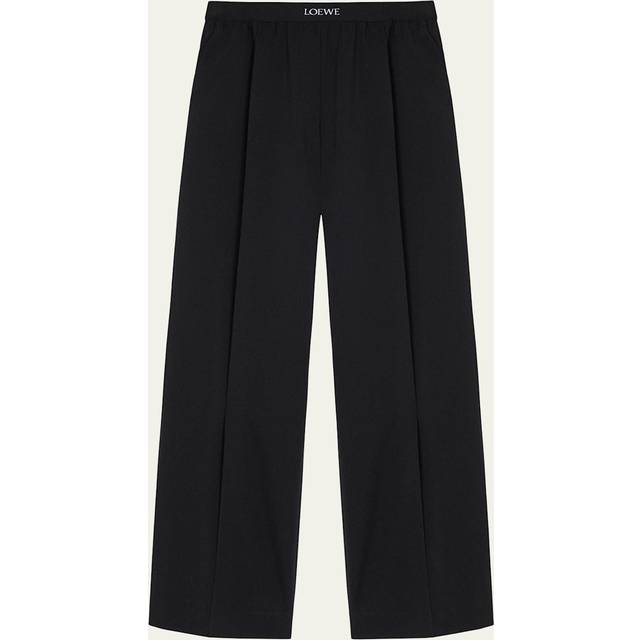 Logo Waistband Wide-Leg Trousers - BLACK - Small