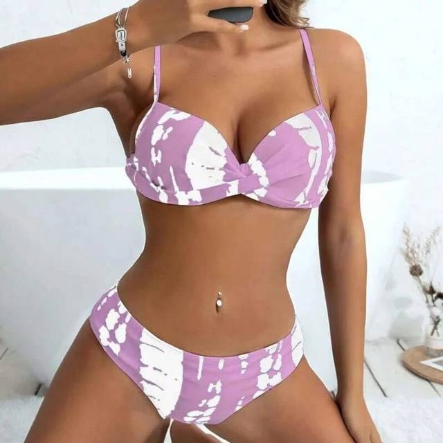 (B22110703C, S) Sexy Print Push Up Bikinis 2025 Women's Swimwear Female Swimsuit Swimming Bathing Suits Brazilian Bikini Set Beachwear Bather