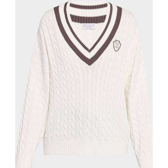 Cable-Knit Sport Club V-Neck Sweater - CDK25 CREAM - X-Small