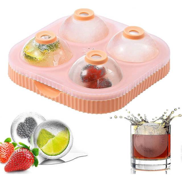 (As show, One size) Silicone Ice Cube Mold, Large 6.5cm Round Ice Cube Shape For Cocktails, Whiskey, Wine, Fruit, Fruit Puree, Ice Cream And Iced Tea.