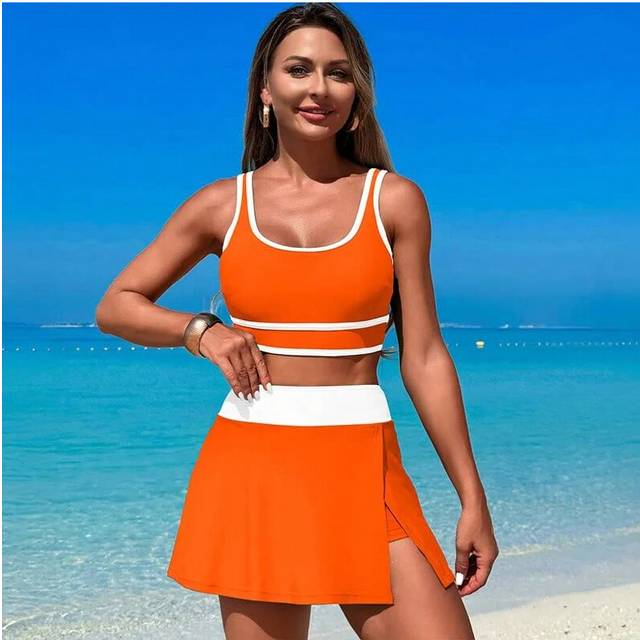 (6, XL) Women's Sexy Quick Drying Push-Up Swimsuit Shorts Skirt Bikini Set Patchwork Beach Bathing Suit Sportwear Swimwear Tankini