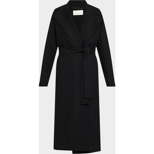 Malika Belted Long Wrap Coat - BLACK - 8