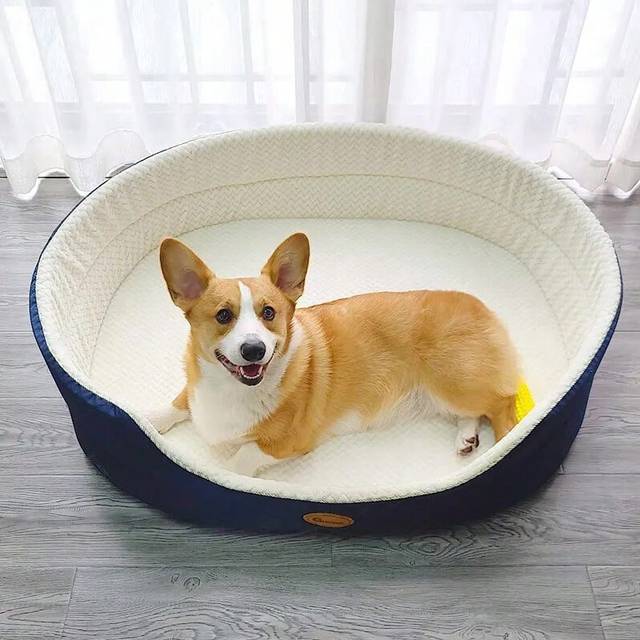 (navy white, S) HOOPET Double Sided Available All seasons Big Size Extra Large Dog Bed House Sofa Kennel Soft Fleece Pet Dog Cat Warm Bed S-XL