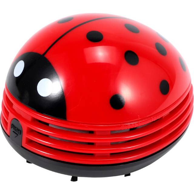 Ladybug patterned battery-operated mini vacuum table dust cleaner, red