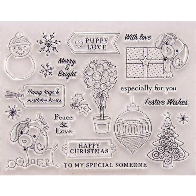 arriettycraft Christmas Puppy Clear Stamps for Card Making or Journaling  Christmas Tree Baubles Transpanrent Silicone Stamps for Albums Journals Scra