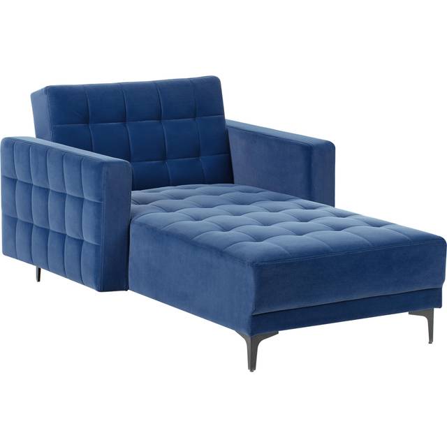 Beliani Chaise Longue Aberdeen Velvet Blue - One Size