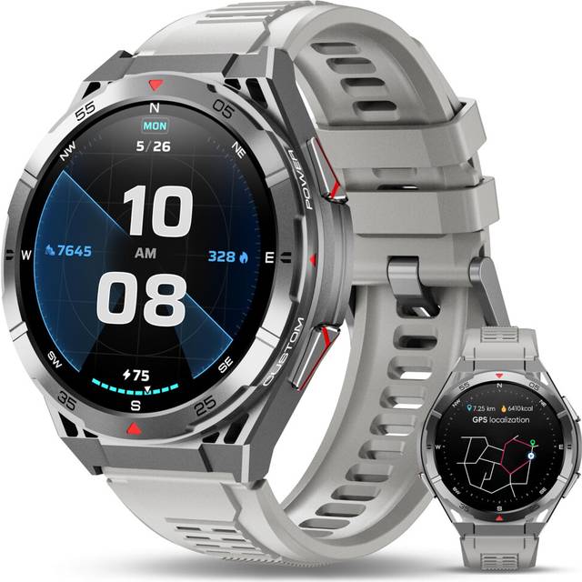 "OUKITEL BT12 Military Smart Watch for Men GPS (Answer/Make Calls) 480mAh Smartwatch 5ATM Waterproof, 1.43"" AMOLED Smart Watch with"